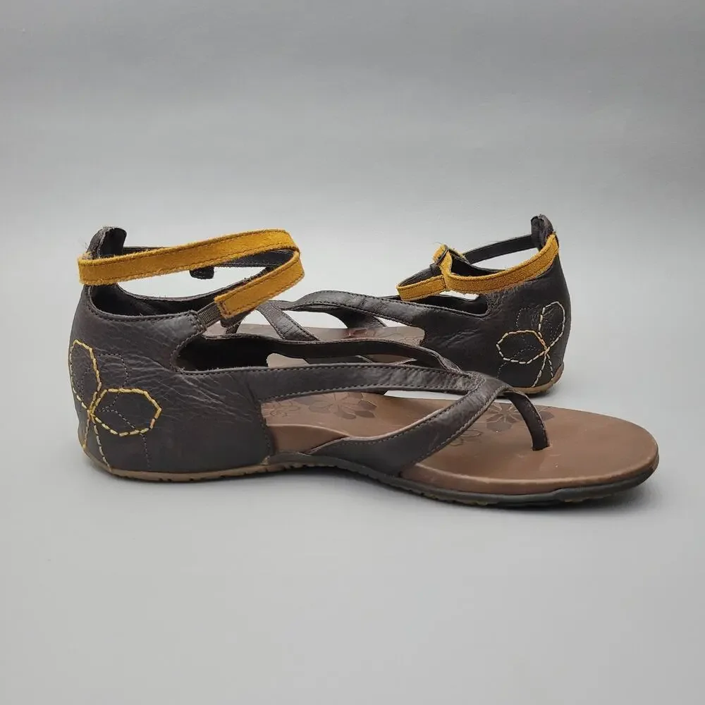 Merrell Lotta Gladiator Sandals Brown Leather Ankle Strap Comfort Shoes 8